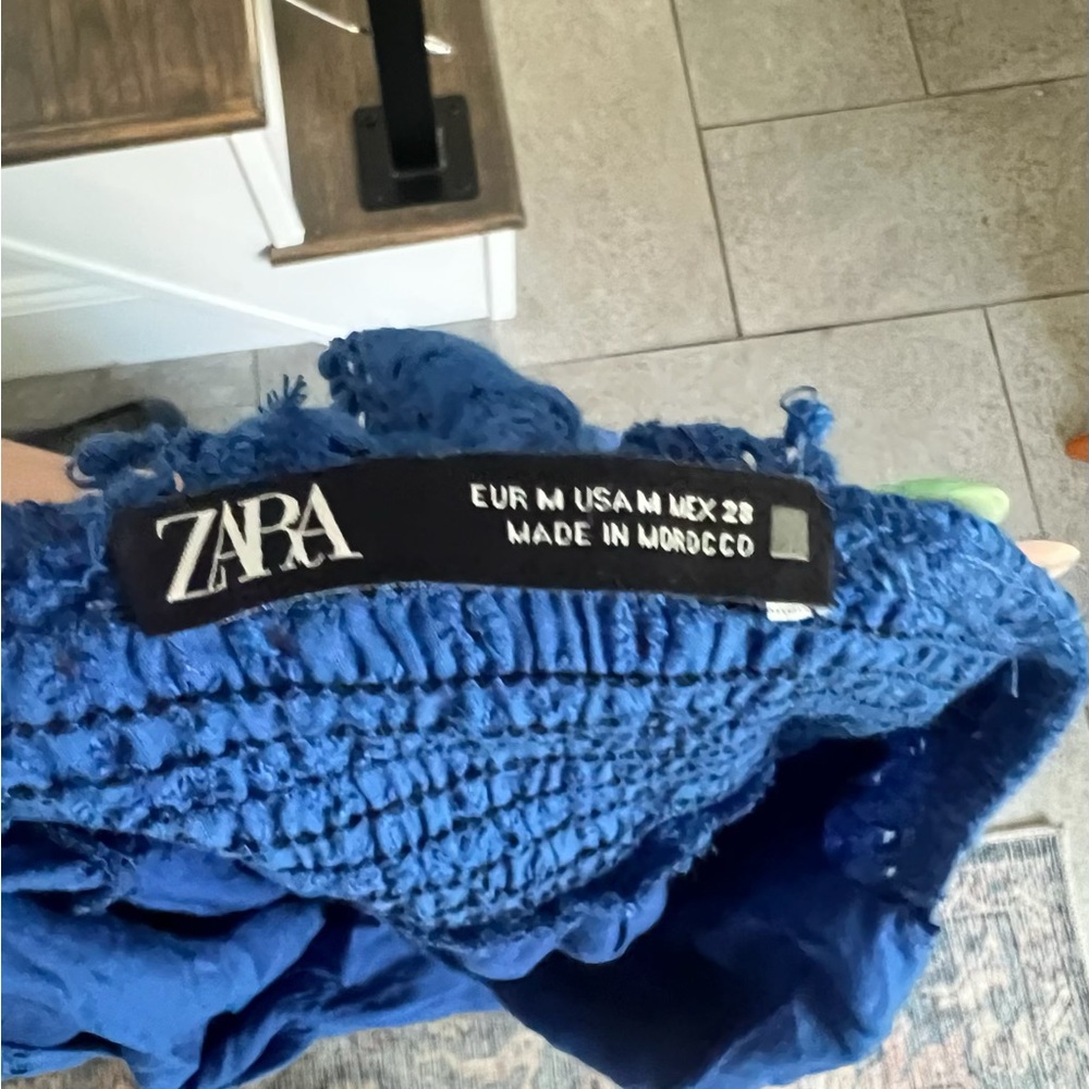 Zara Blue Ruched Tiered Maxi Sundress - Picture 4 of 4